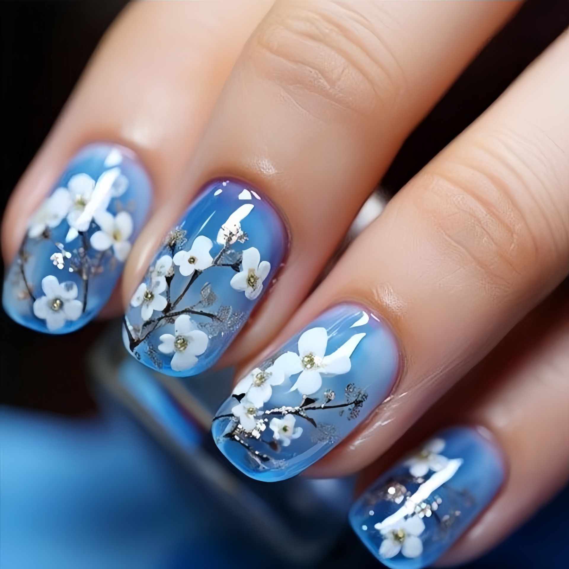 Pressed Flower Art - Faux ongles moyens pour femmes et