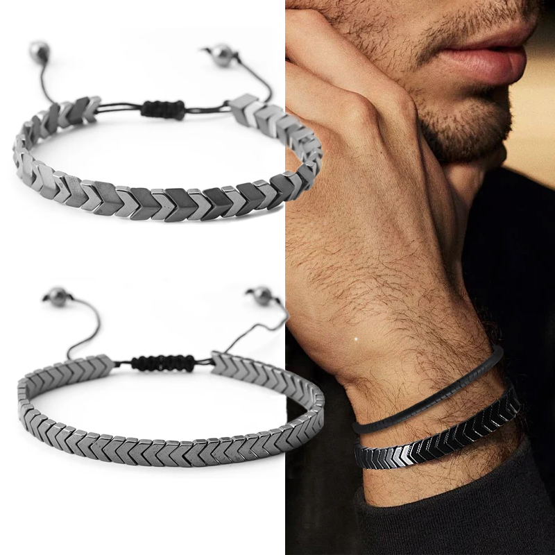 Coordinates Bracelet - Bracelet en hématite pour hommes, énergie,
