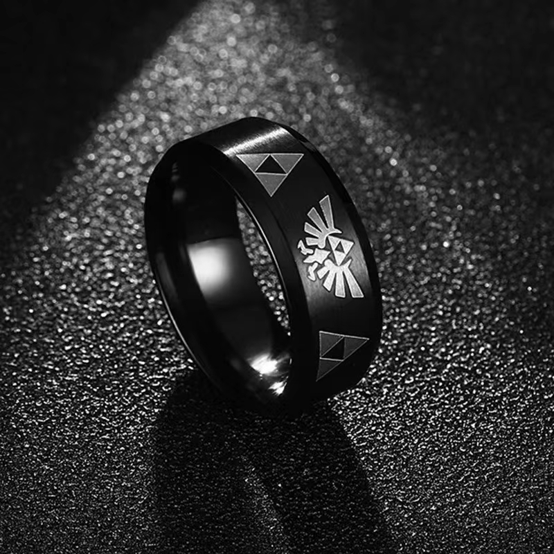 Initial Ring Custom - Bague Triangle Triforce en acier inoxydable