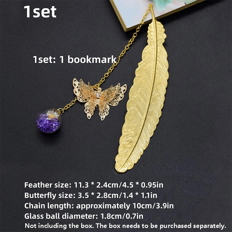 Dried Flower Bookmark - 1 marque-page en métal de style