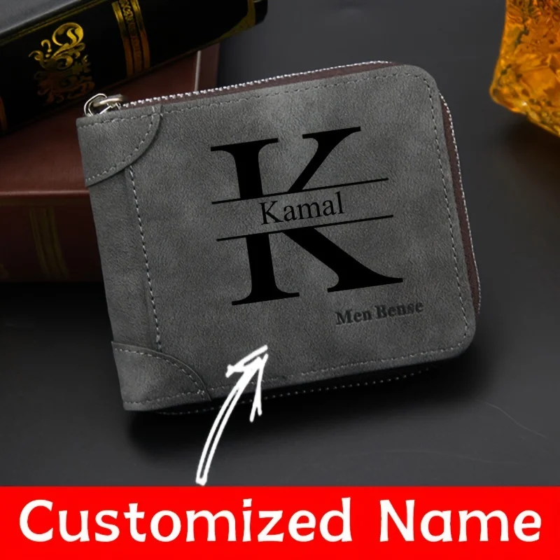 Personalized Name Box - Portefeuille Homme Personnalisé avec Nom, Porte-Monnaie