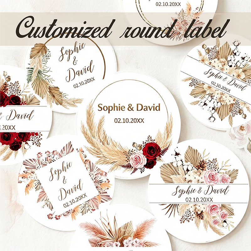 Personalized Name Box - Autocollants de mariage personnalisés bohèmes avec