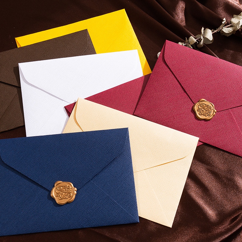 Wax Seal Letter Kit - Enveloppe à motif rétro en lin,