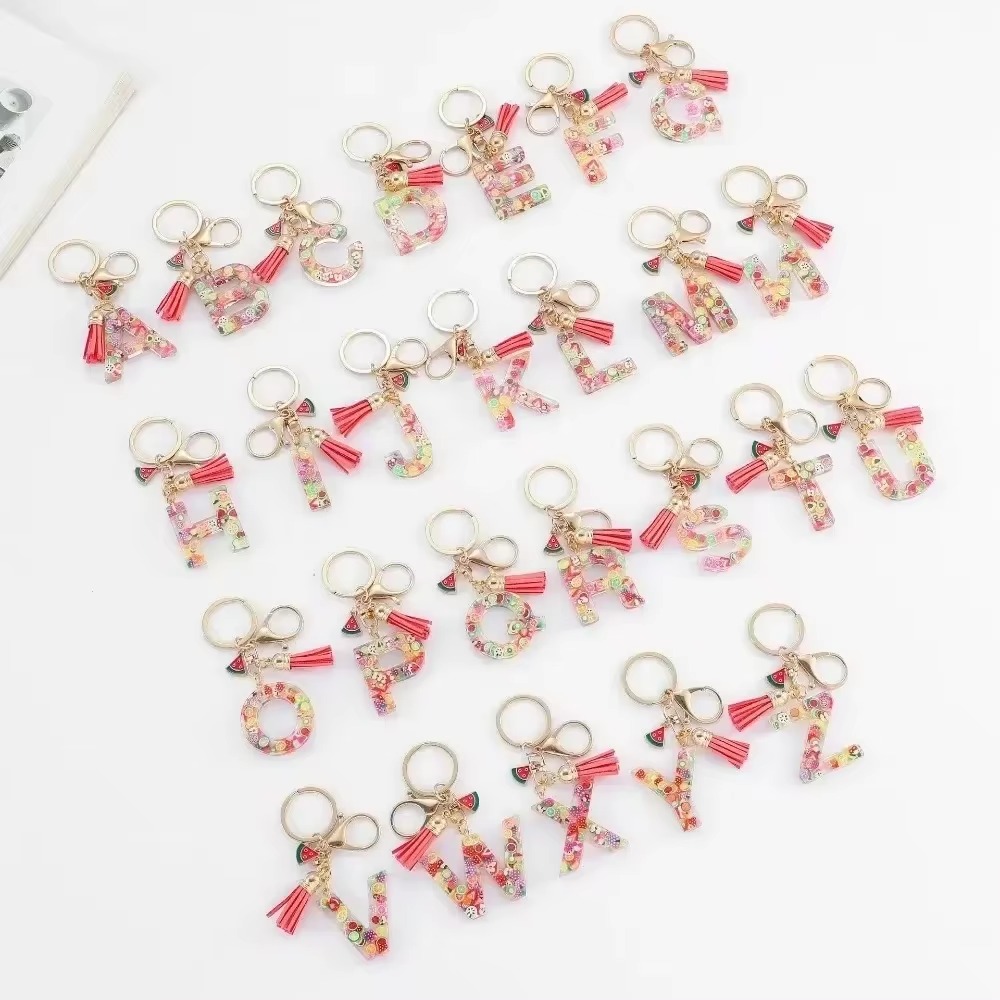 Monogram Keychain Leather - Porte-clés personnalisé A-Z, chaînes à boucle