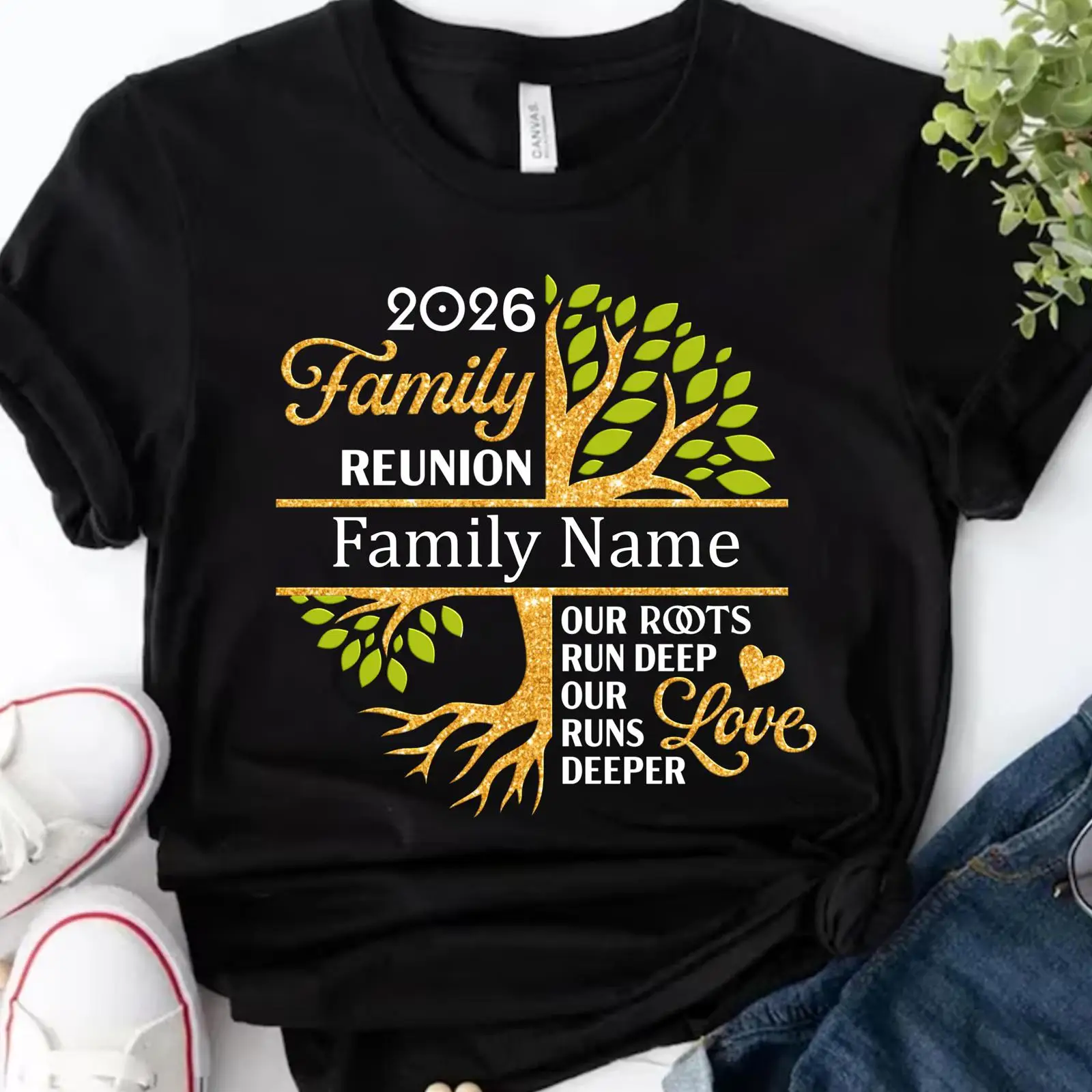 Family Tree Print - T-shirt personnalisé réunion de famille 2026,