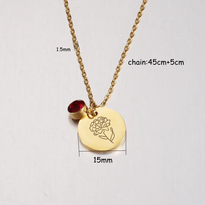 Pendentif en acier inoxydable, - Birth Flower Necklace avis et prix