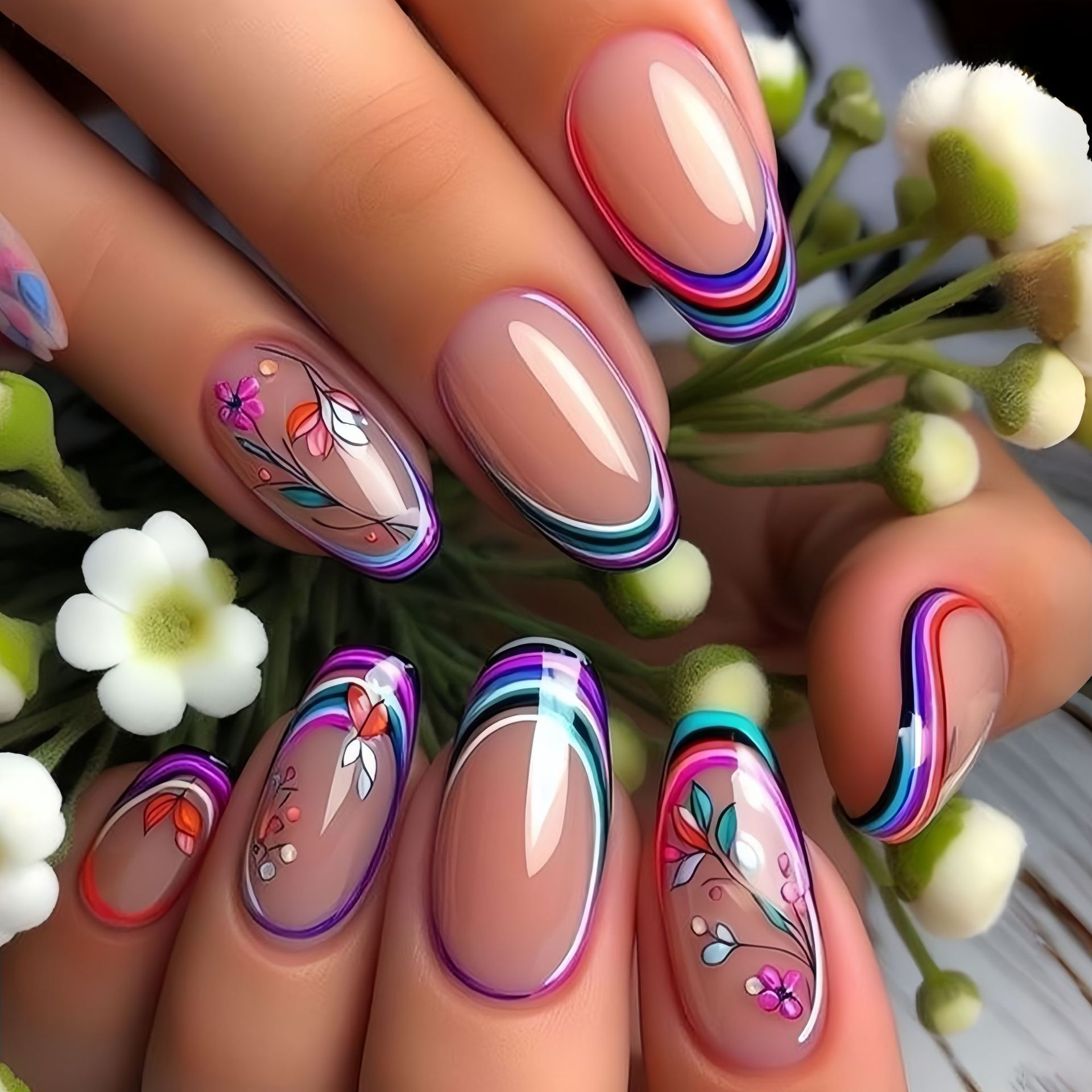 Faux ongles moyens pour femmes - Pressed Flower Art avis et prix