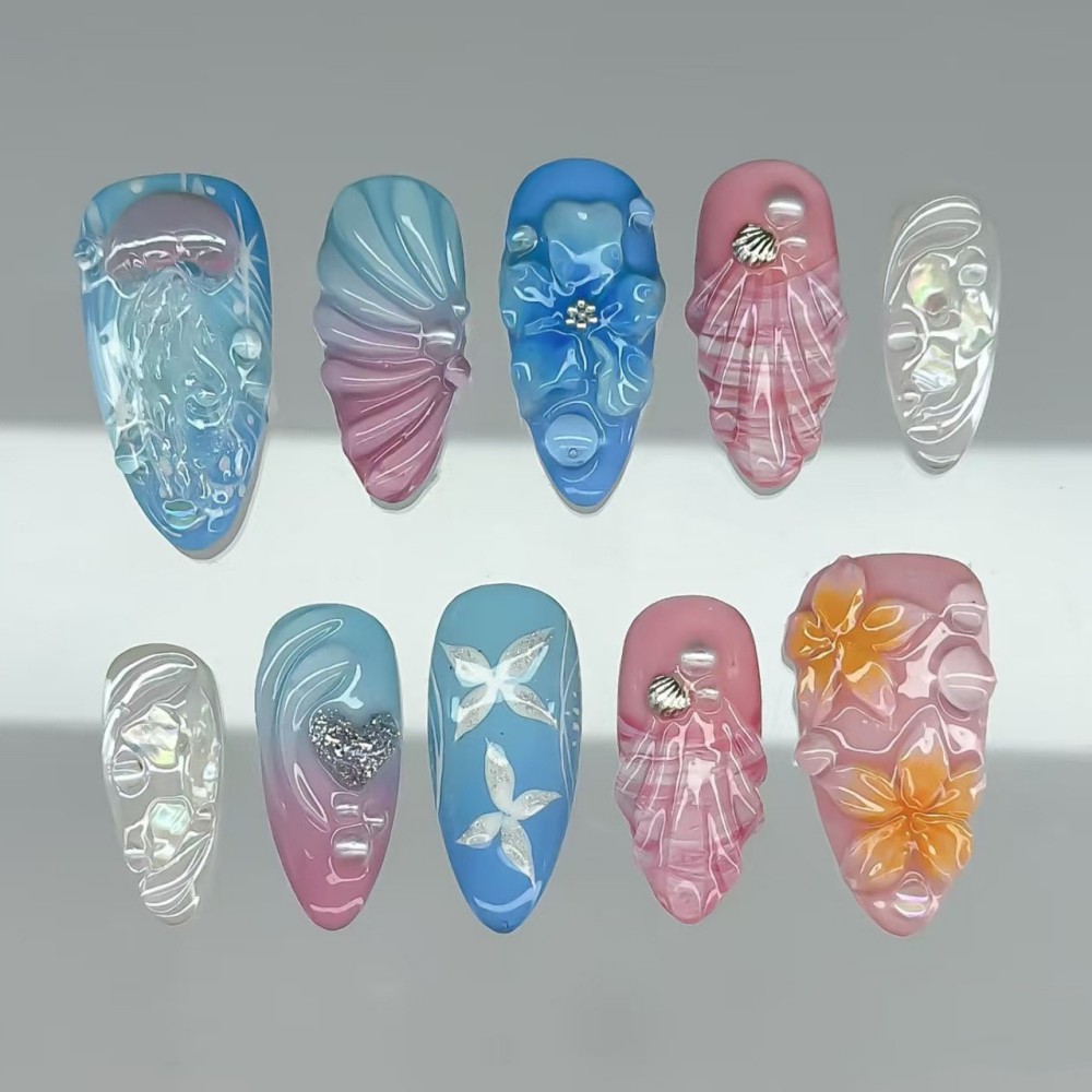 24 faux ongles de luxe vert ém - Pressed Flower Art avis et prix