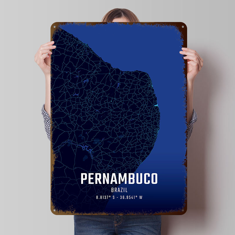 Affiche en métal de la carte d - Custom Map Poster avis et prix