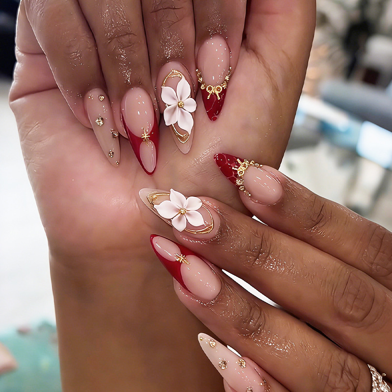 24 faux ongles amande prêts à  - Pressed Flower Art avis et prix