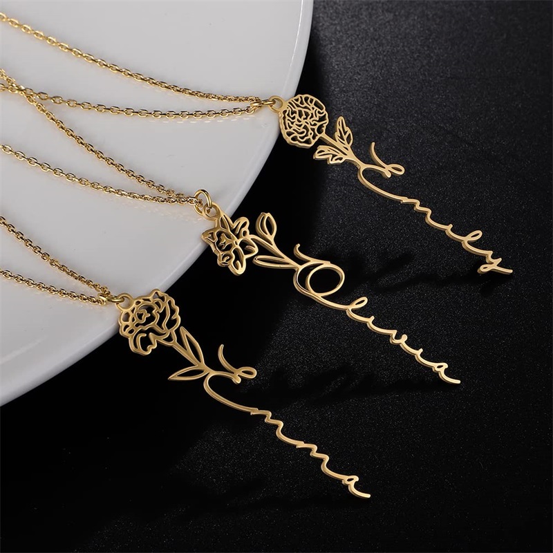 Collier personnalisé avec nom  - Birth Flower Necklace avis et prix